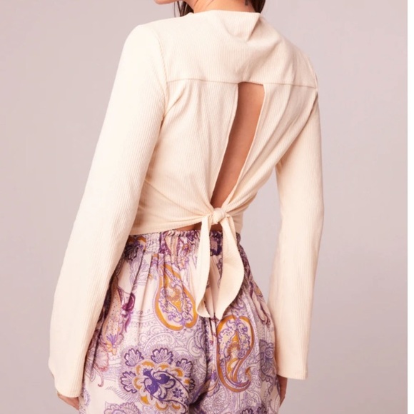 Band of the free nwt AVRIL Ivory MOCK NECK CROP TOP - Picture 2 of 11